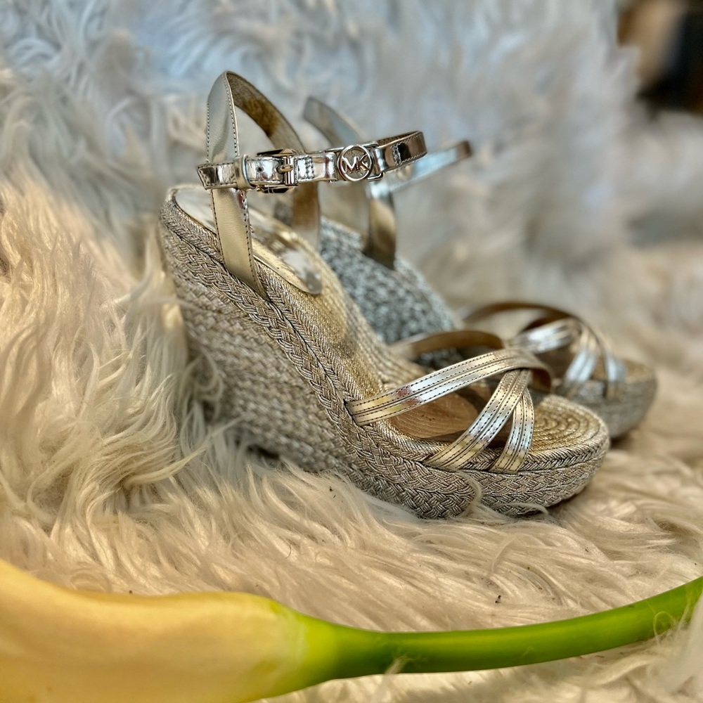 Michael Kors Wedges Espadrilles Silver  35.5 (5.5)